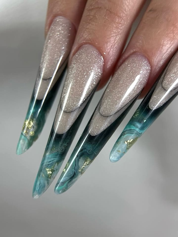Teal Nails